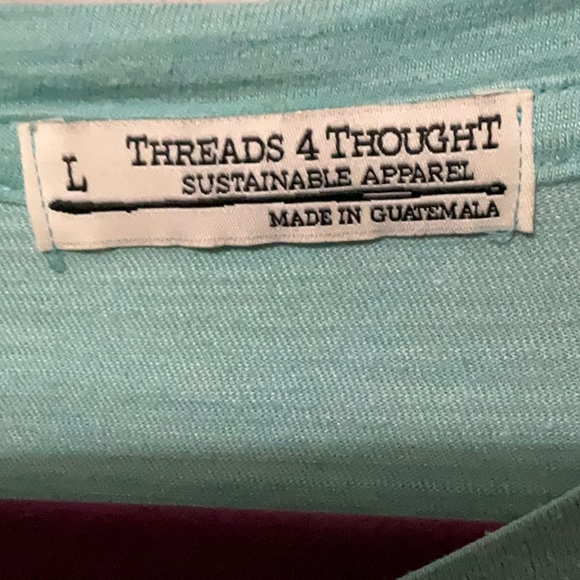 Threads 4 Thought (L) V-neck Teal Men Plain T-shirt - Picture 2 of 4